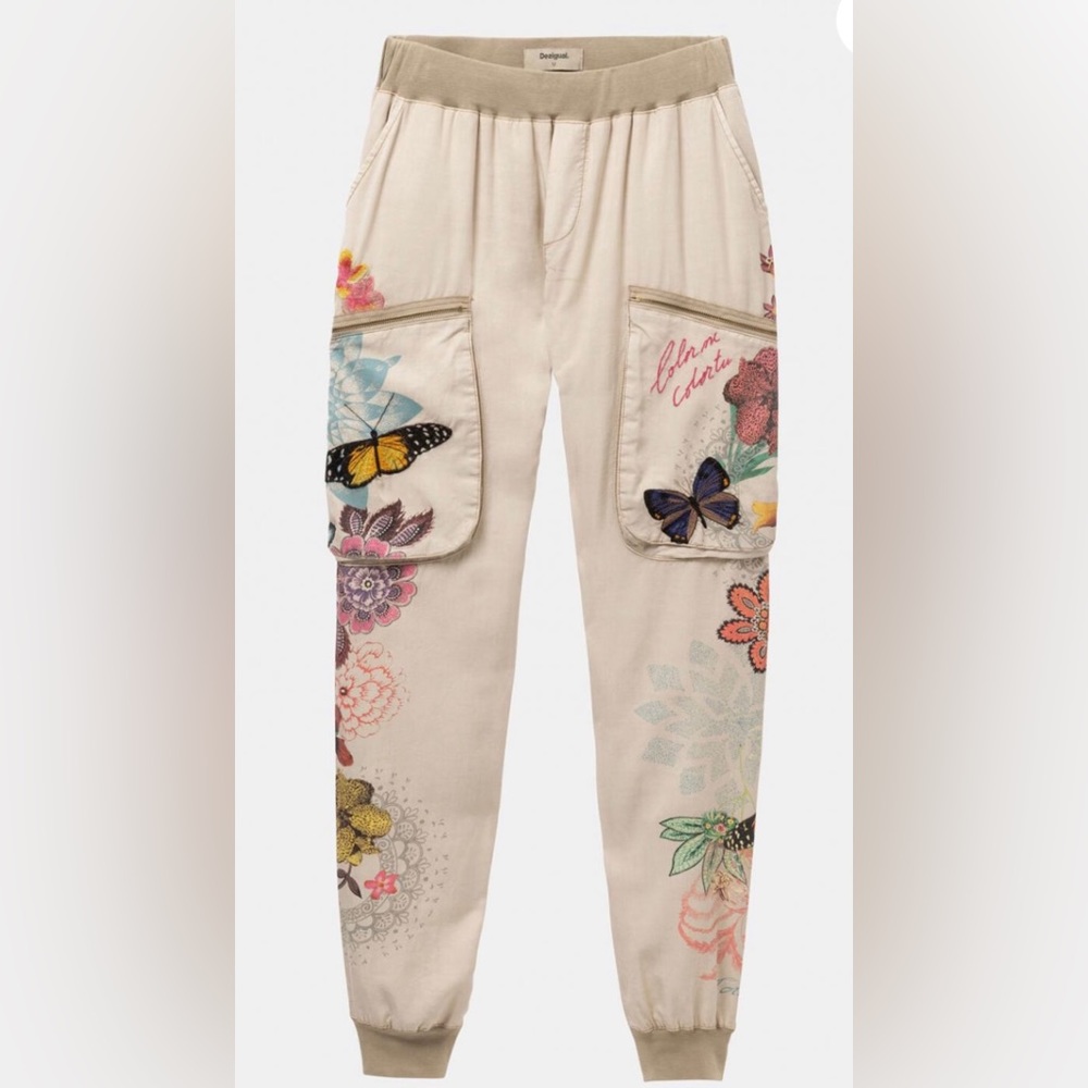 Desigual Women Long Floral Cargo Trousers
